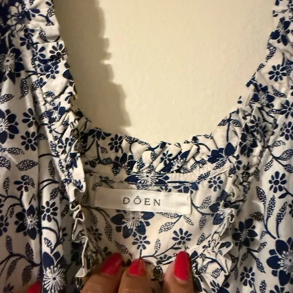 DOEN SIMONETTA DRESS SIZE MEDIUM ORGANIC COTTON Cottagecore Meadow Maxi - Picture 14 of 15